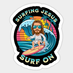 Jesus surfing - Surf on Sticker